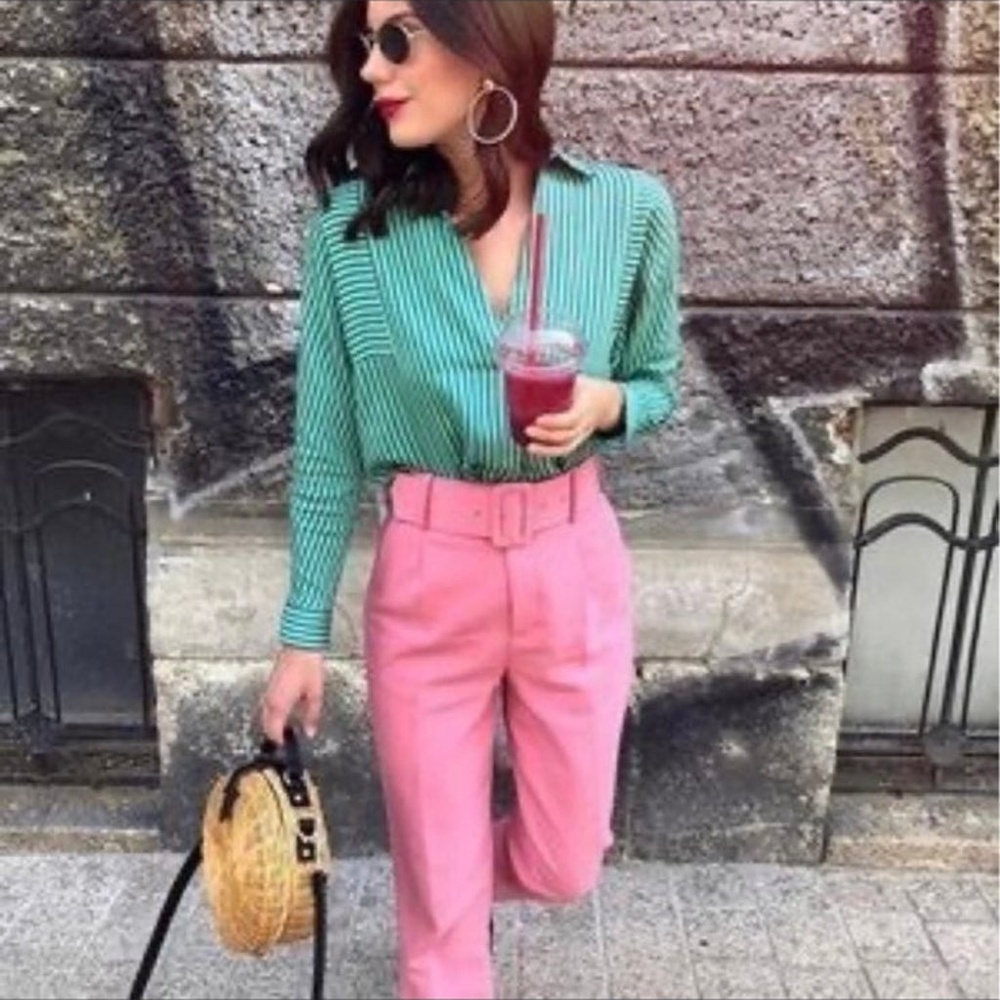Zara High-Waisted Pink Slacks